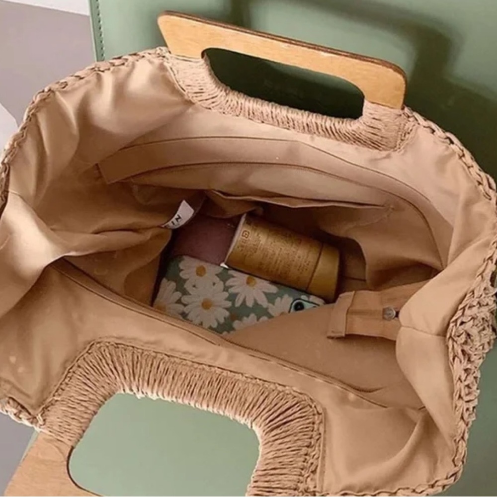Boho straw large to handle summer bag - Picture 2 of 6